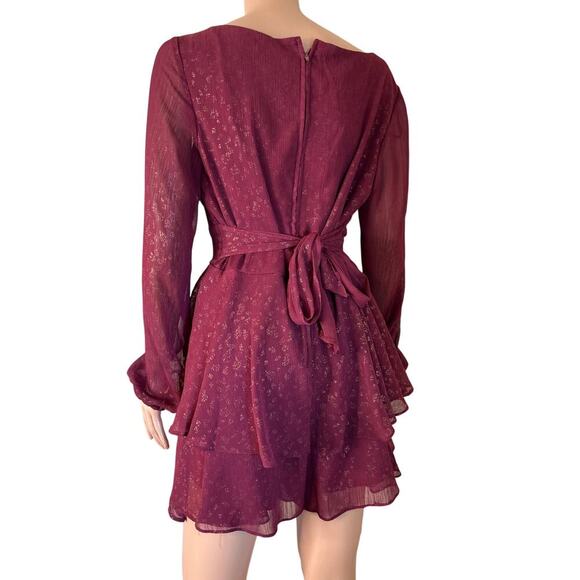 CITY VIBE Long Sleeve Square Neck Mini Party Fit + Flare romper Dress SZ 11 - Picture 3 of 9